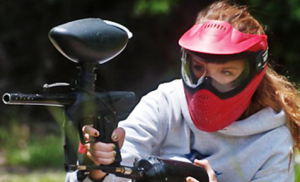 female paintball player